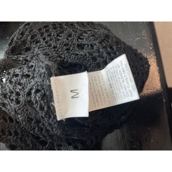 Black Crotchet Tank Top Cover Up Women Size Medium Beach Wear Boho Sheer Whimsy - Picture 6 of 11